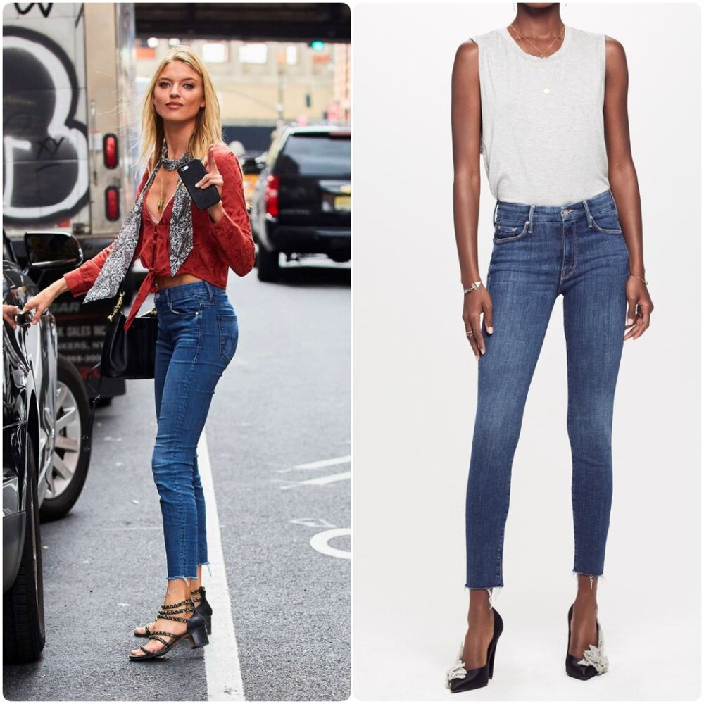 NWT Mother‎ Denim The Looker Ankle Fray Stretch Jeans Girl Crush ASO Martha Hunt